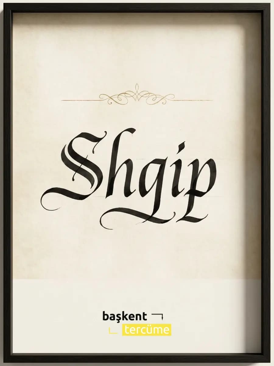 Latin harfli Shqip kaligrafi kapağı, Başkent Tercüme