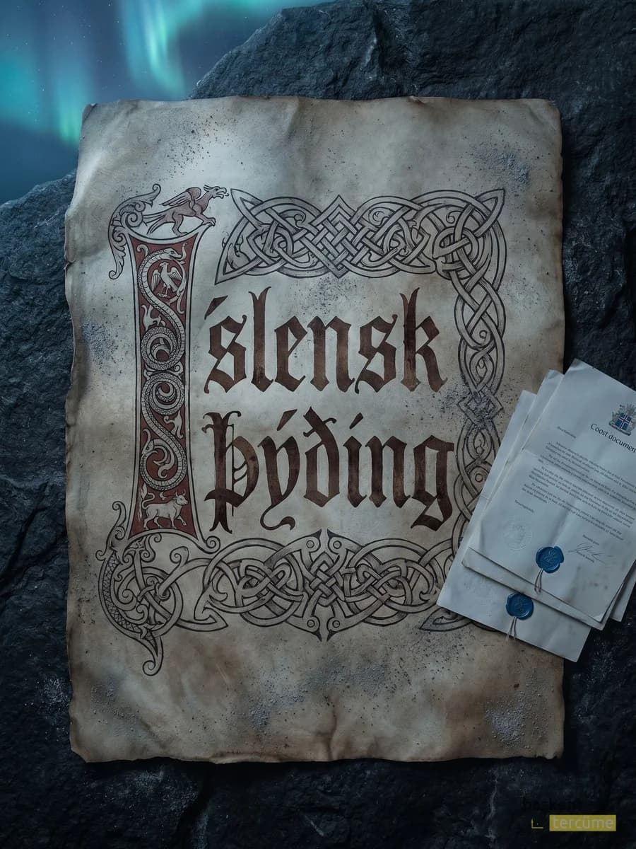 Ortaçağ İzlanda Codex Regius textura hat sanatlı parşömen kapak, Başkent Tercüme