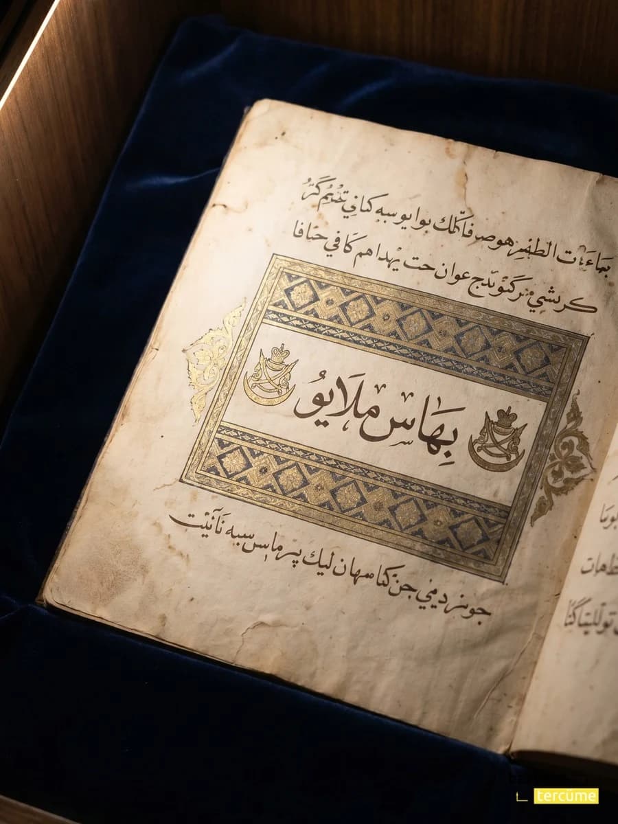17. yüzyıl Johor Sultanlığı Jawi alfabesi Bahasa Melayu el yazması kapak, Başkent Tercüme