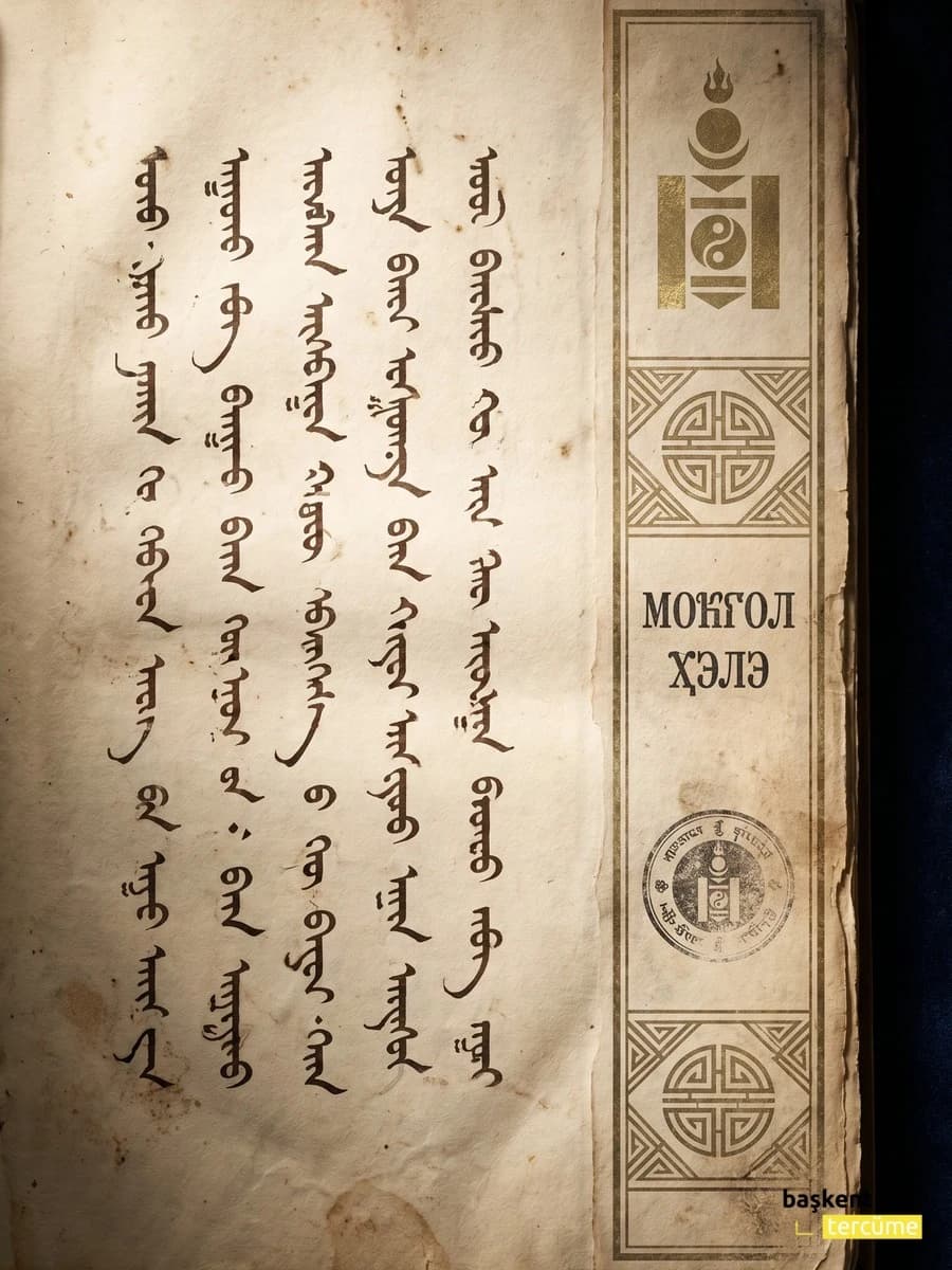13. yüzyıl Cengiz Han dönemi Hudum Mongol Bichig dikey yazılı el yazması kapak, Başkent Tercüme