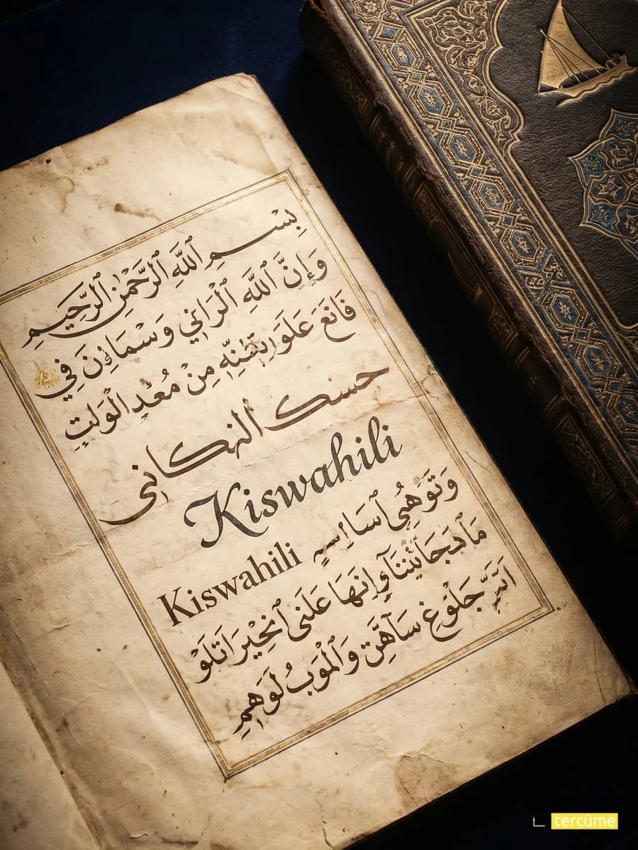 19. yüzyıl Sultan Seyyid Said Zanzibar Sultanlığı dönemi Ajami-Latin Kiswahili el yazması kapak, Başkent Tercüme