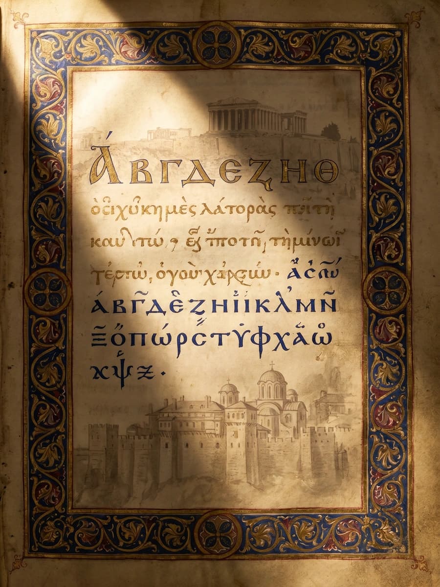 12.-13. yüzyıl Bizans dönemi tezhipli Yunan el yazması + Akropolis Atina + Aynaroz manastır geleneği kapağı, Başkent Tercüme